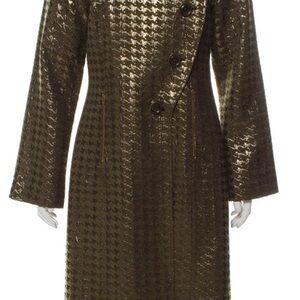 Lela Rose Coat with Textured Houndstooth Design